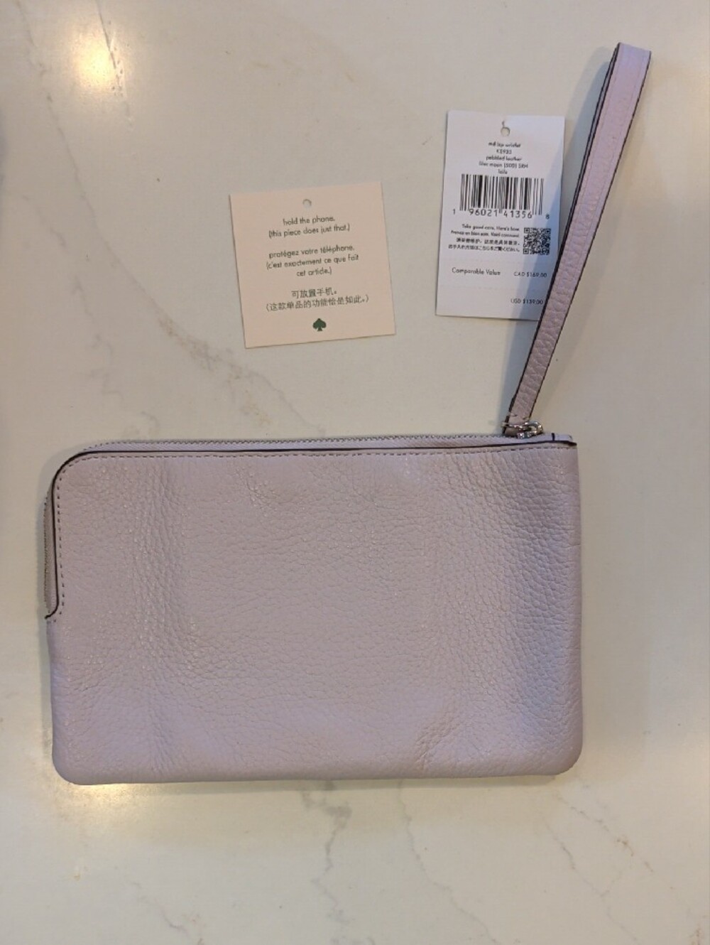 kate spade Lilac Pebble Leather Wristlet with Gold Logo - Picture 3 of 10